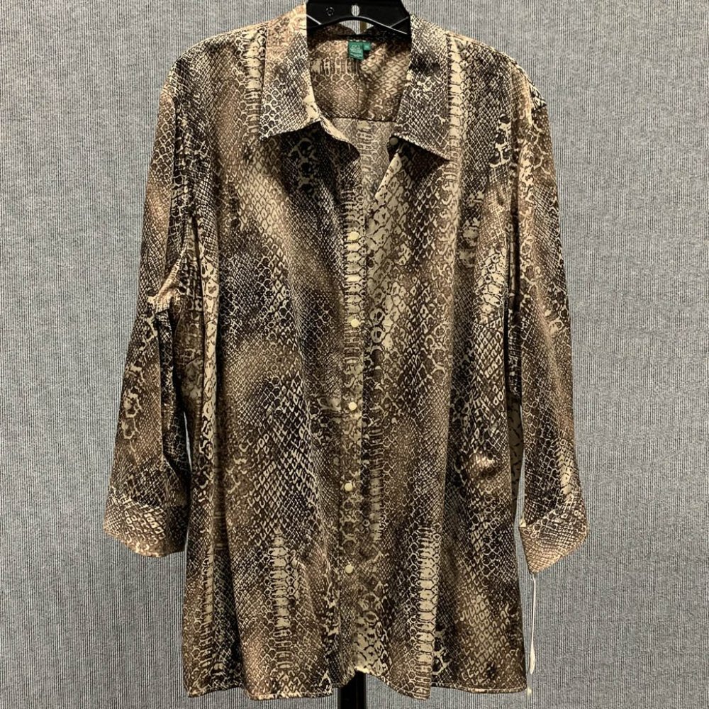 NWT Lauren Snake Print Button Down 3X